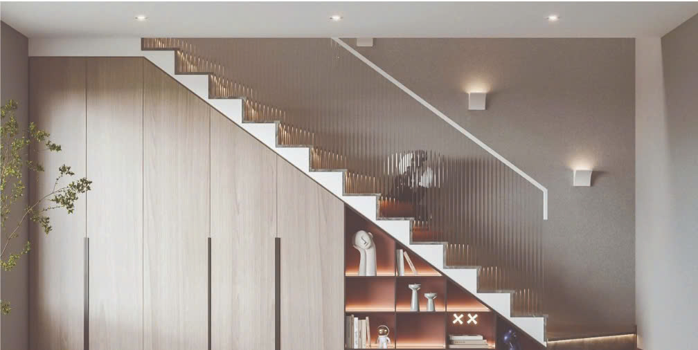 Tấm ván nhựa PVC làm tủ cầu thang